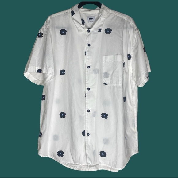 Obey Other - Obey Frenz Floral Camp Collar Shirt Organic Cotton Sz XL